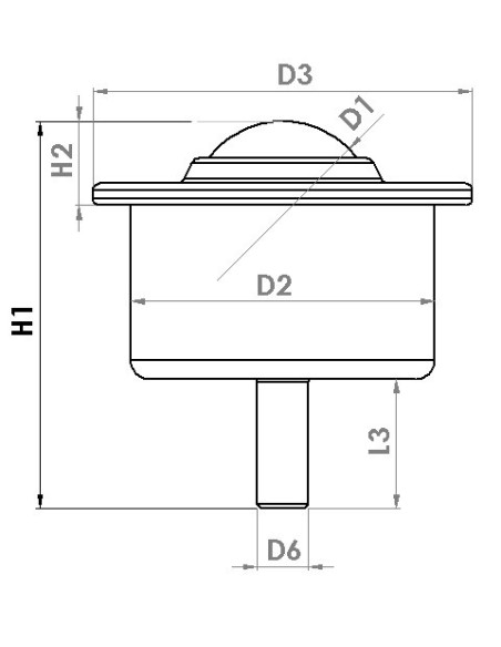 Bola de Transferencia Galv./Acero inox espiga roscada 22-70