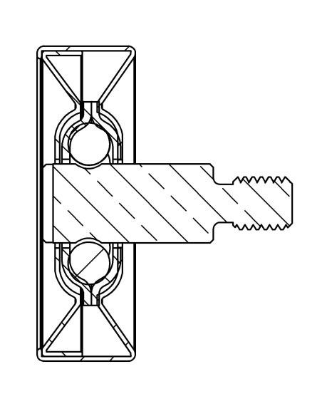 Rolete de Metal 48 cubo perno roscado M8