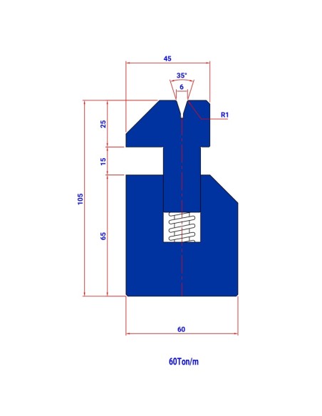 Matriz com mola 3001P HR 30º V6-8