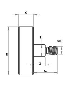 Rolete de Metal 48 cubo perno roscado M8